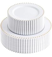 supernal 100pcs Green Plastic Plates with Gold Bead Design - Heavy Duty Plastic Disposable Sage G...