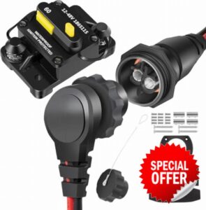 1865120 MKR-28 Trolling Motor Plug and Receptacle with 1865115 MKR-27 Circuit Breaker 60 AMP for 12V/24V/ 36V/48V Trolling Motor Freshwater and Saltwate