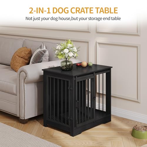 Wooden Pet Cage End Table for Small Medium Dogs up to 22 lb