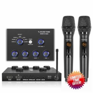 Sound Town 16 Channels Wireless Microphone Karaoke Mixer System w/ 2 Wireless Mics