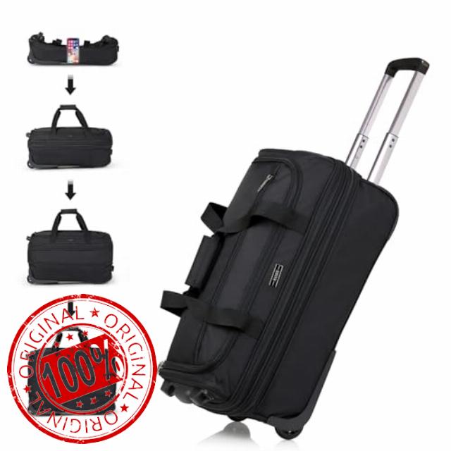 Hanke Expandable Carry On Luggage Suitcases with Wheels Foldable Duffle Bag for Travel Carry On suitcase Weekend Bag for Women Men（Black）