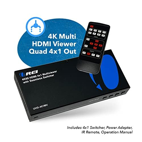 Switcher 4 Ports Seamless IR Remote Support 4K @ 60Hz 1080P for PS4/PC/DVD/Security Camera