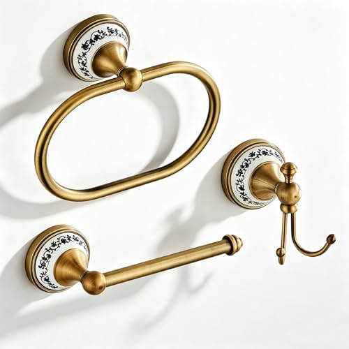 NEWRAIN Vintage Toilet Paper Holder and Hand Towel Holder Set