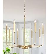 LASENCHOO 8 Lights Farmhouse Chandelier, Black and Gold Modern Chandelier, Classic Candle Pendant...