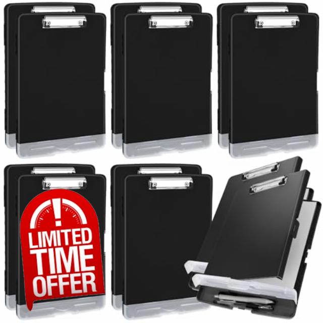 Crtiin 12 Pcs Colored Clipboard with Storage