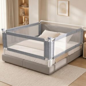 Kids Safety Bed Rail for King Size Bed (78.7"x78.7"x74.8"-Grey)