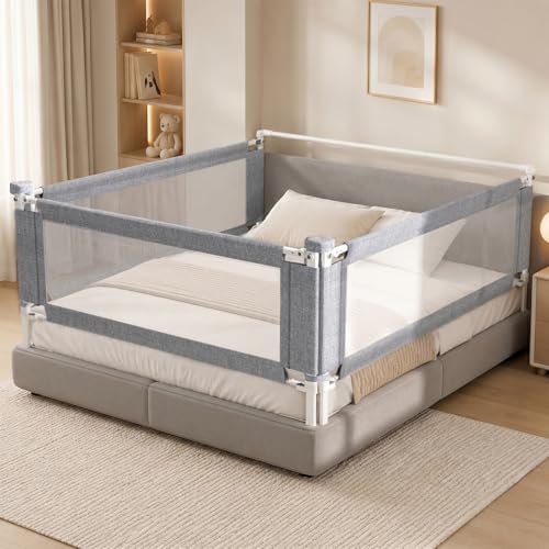 Kids Safety Bed Rail for King Size Bed (78.7"x78.7"x74.8"-Grey)