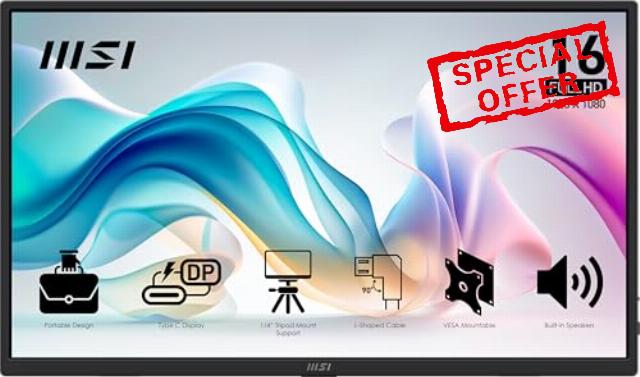 msi Pro MP165 E6 Ultra Slim & Light Portable Monitor