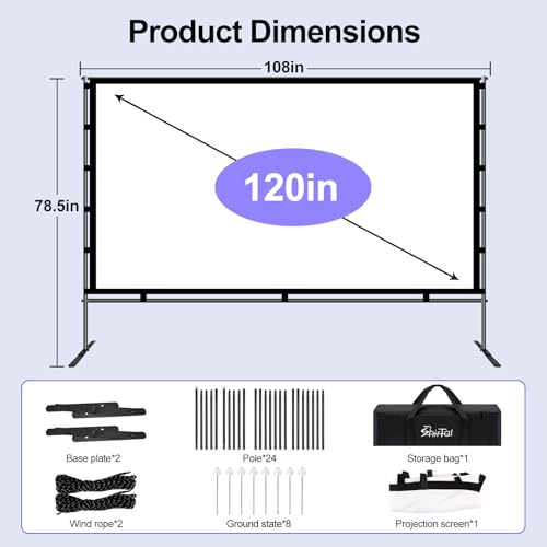 Portable 120 Inch Indoor Outdoor Projector Screen