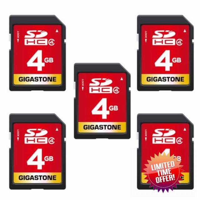 GIGASTONE 4GB SD Card 5 Pack SDHC UHS-I Class 4 Memory Card for Photo Video Music Voice File DSLR Camera DSC Camcorder Recorder Playback PC Mac POS 5pcs in Pack (Pack of 5)