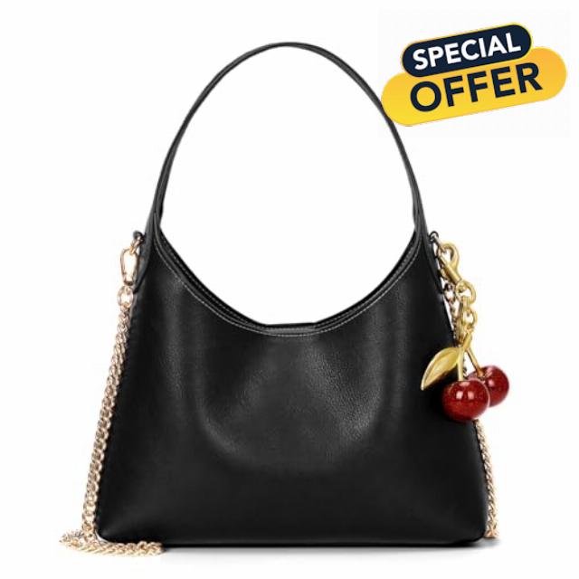 Small Hobo Bags for Women Cherry Shoulder Bag Purse Faux Leather Tote Handbag Trendy Chain Crossbody Bag
