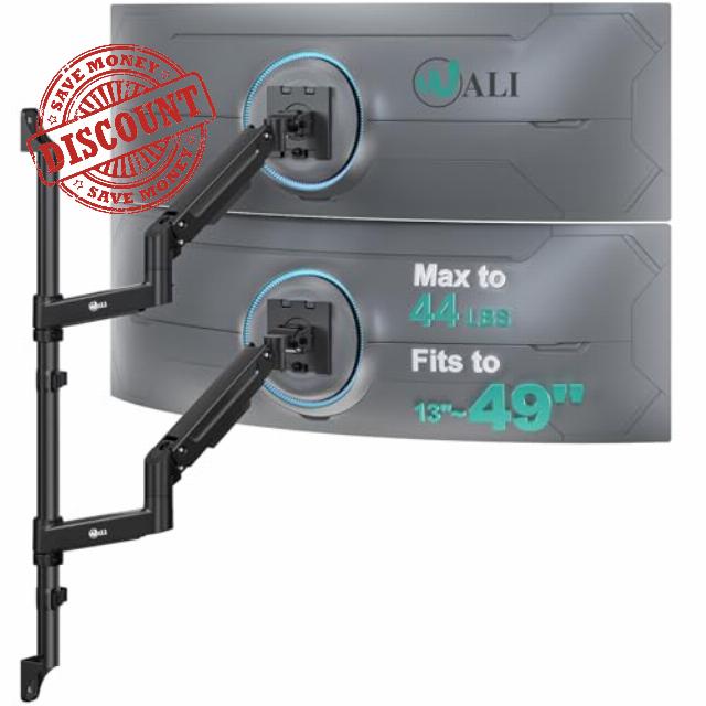 WALI Vertical Dual Monitor Wall Mount for 13-49 inch Screens