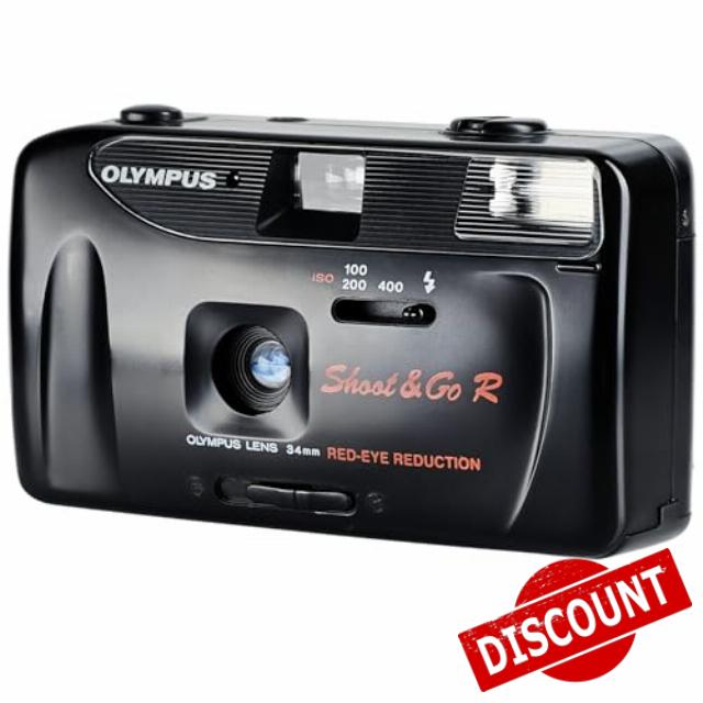 Olympus Shoot & Go 35mm Point & Shoot Film Camera with Built-In Flash – Compact Auto Focus Vintage Camera (Renewed)