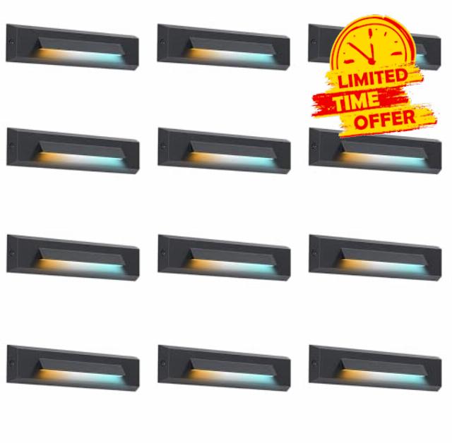 CLOUDY BAY [12 Pack] 3 Color Low Voltage 12-24V LED Step Lights Outdoor