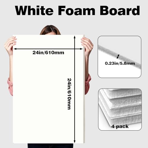 0.23" Thickness White Poster Board