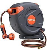 Upgraded Retractable Garden Hose Reel 1/2 inch x 155 ft Metal Bracket Wall-Mounted 9 Pattern Nozz...