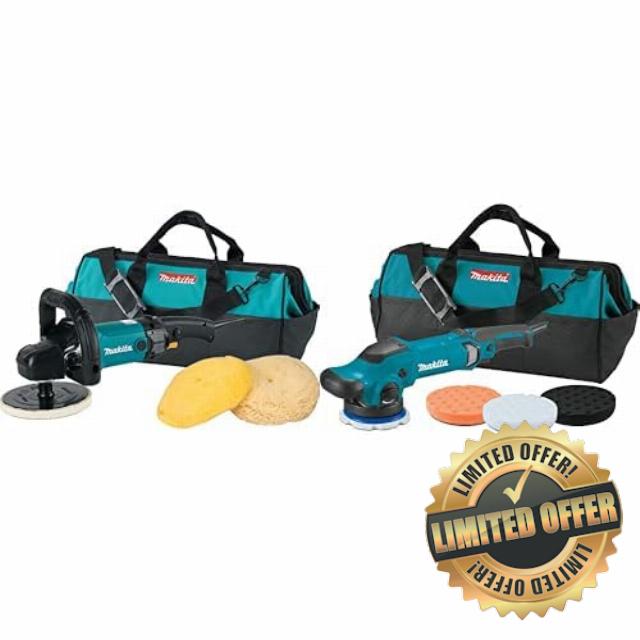 Makita 9237CX3 7" Polisher with bonus PO5000CX2 5" Dual Action Random Orbit Polishe