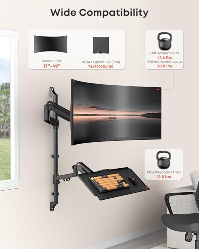 Gas Spring Full Motion Workstation for 17-49 Inch Screens up to 44lbs