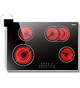 Karinear 30 Inch Electric Cooktop 4 Burners, Built-in Electric Stove top with Glass Protection Me...