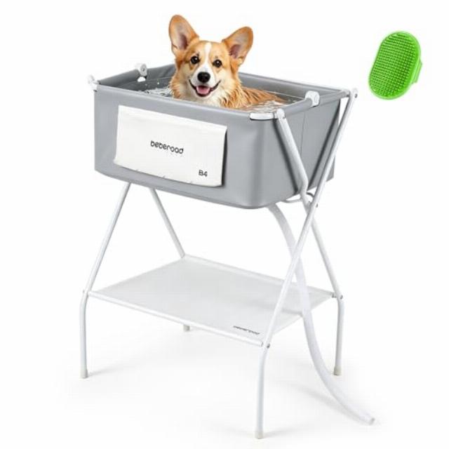 Dog Bathtub Dog Washing Station with Scrubber for Small Medium Dogs Cats