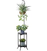 COPREE Bamboo 2-tier Hanging Plant Stand Planter Shelves Flower Pot Organizer Rack Multiple Flowe...