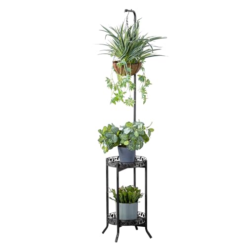 Space-Saving Iron Planter Shelves Flower Pot Organizer Rack Multiple Flower Pot Display Holder Shelf Indoor Outdoor Heavy Duty Planter Shelving Uni