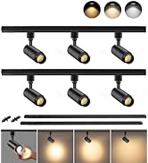 VANoopee 3-Color Zoomable 6 Light LED Track Lighting Kit with 6.6FT H Type Track Lighting Rail, L...