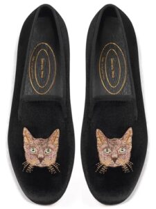 Journey West Women's Velvet Loafer Flat with Embroidery Velvet Slippers
