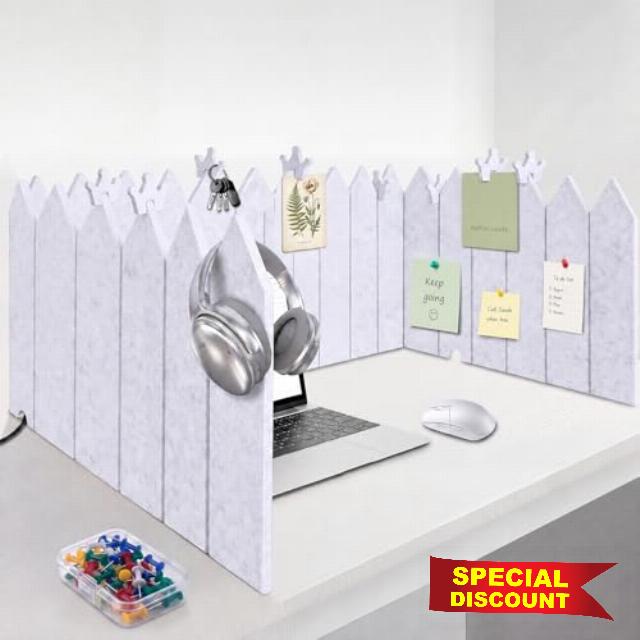 86.5 x 16'' Foldable Felt Desk Divider with 25 Thumbtacks & 8 Clips