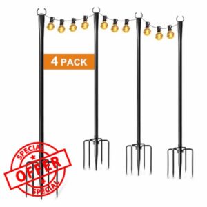 4 Pack String Light Poles for Outside