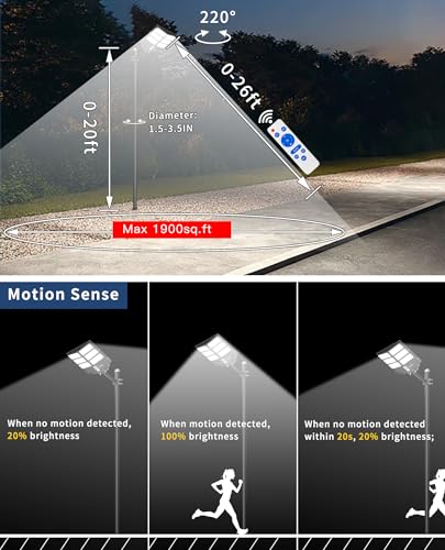 6500K IP67 Waterproof Parking lot Light Outdoor with Motion Sensor and Remote Control for Garage