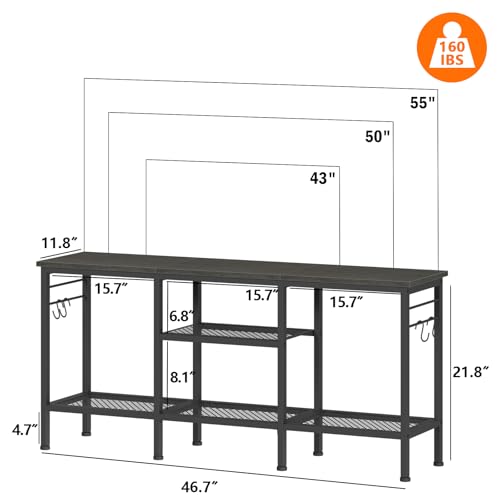 Media Console Table with Soundbar Shelf for Living Room