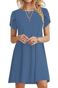 MOLERANI Summer Dresses for Women 2025 Casual T Shirt Crewneck Petal Sleeve Swing Vacation Dress with Pockets