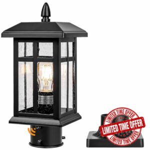 Brilvibera Dusk to Dawn Black Outdoor Post Light Fixture