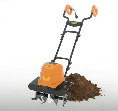 14 Inch 12 Amp Corded Tiller for Gardening with Foldable Handle