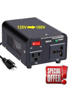 Yinleader 500W US to Japan Voltage Converter 120V to 100V Step Down Transformer for Japanese Appliances (Turntable/Player/Amplifier/yogurtia/Consoles/Synthesizers