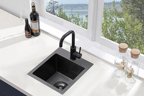 Gunmetal Black Sinks for Outdoor Wet Bar Prep RV Yard Office Laundry Utility with Strainer Drai