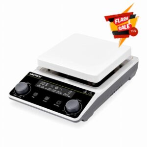 Magnetic Stirrer Hot Plate Stirrer LCD Display 300℃ Max.5L 5.9inch Heated Magnetic Stir Plate 1600RPM Magnetic Lab Hotplate Stirrer Magnetic Mixer for Lab Physics Education