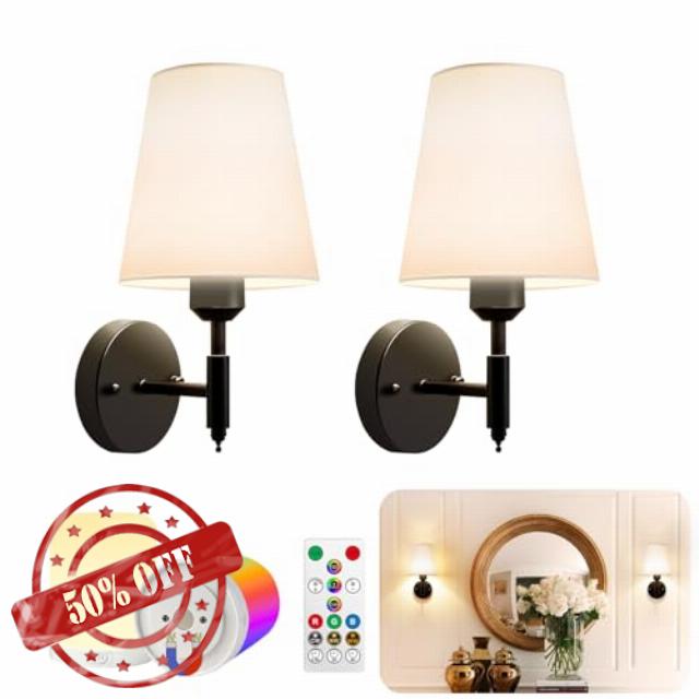 Adetu Battery Operated Wall Sconces Set of 2