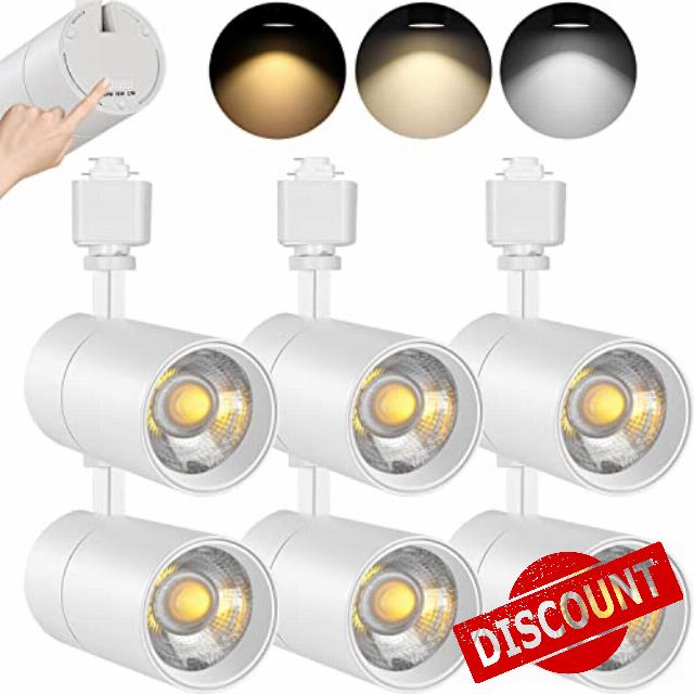 VANoopee 3-Color 20W Dimmable LED Track Lighting Heads H Type - Bright Track Light Fixtures Ceiling Spotlight for Kitchen