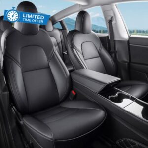 Tesla Model 3 Car Seat Covers Nappa Leather Car Interior Seat Airbag Compatible Cushion Cover Full Set Custom Fit 2023 2022 2021 2020 2019 2018