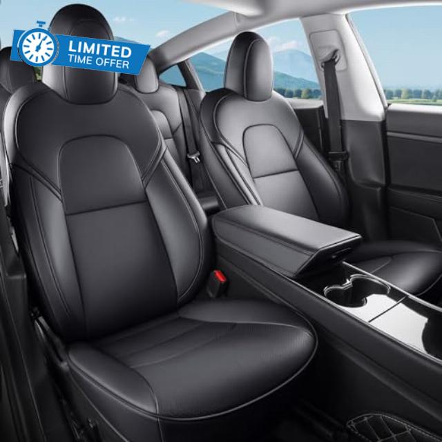 Tesla Model 3 Car Seat Covers Nappa Leather Car Interior Seat Airbag Compatible Cushion Cover Full Set Custom Fit 2023 2022 2021 2020 2019 2018