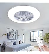 HUMHOLD Bladeless Ceiling Fans with Lights and Remote, Alexa Control, Low Profile Ceiling Fan wit...
