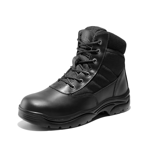NORTIV 8 Men's Waterproof Tactical Work Boots Leather Outdoor Hiking Military 6 Inches Motorcycle Combat Boots