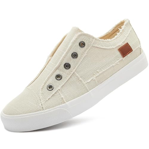 Women's Slip on Shoes Non Slip Fashion Canvas Sneakers Low Top Casual Shoes