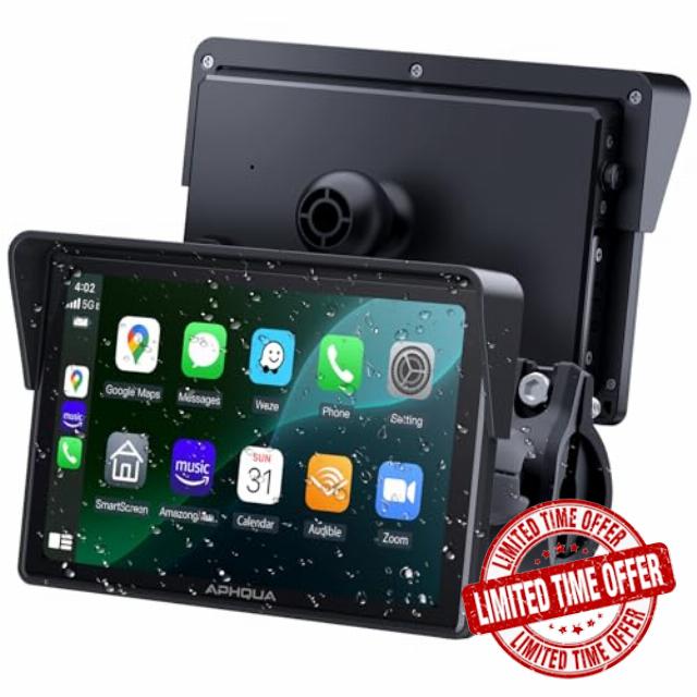 5 Inch Motorcycle CarPlay & Android Auto Display – IP67 Waterproof Touchscreen