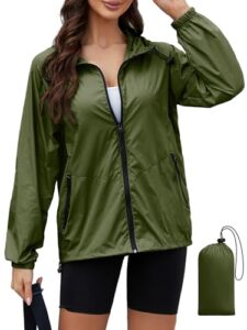 CRIPOM Light Weight Rain Jacket Women Waterproof Windbreaker Travel Rain Coats for Women Packable S-XXL