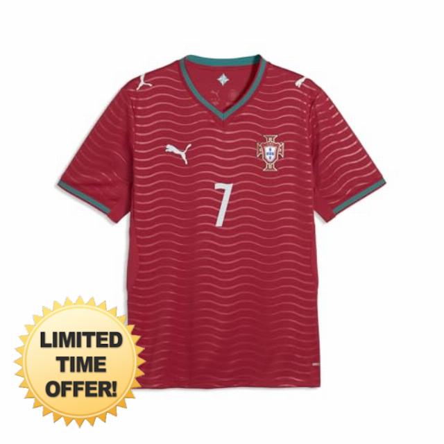 PUMA Mens Portugal 2026 Home Player V-Neck Short Sleeve Replica Jersey Casual