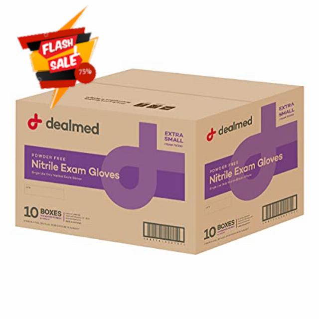 Dealmed Nitrile Gloves – 2000 Count X-Small Disposable Nitrile Gloves