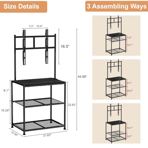 Farmhouse Black TV Table Desk Shelf for Small Spaces